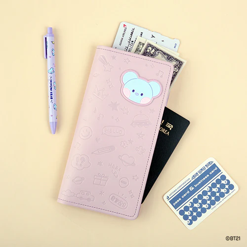 BT21 [ MININI ] LEATHER PATCH PASSPORT COVER ( LARGE SIZE ) - Image 2