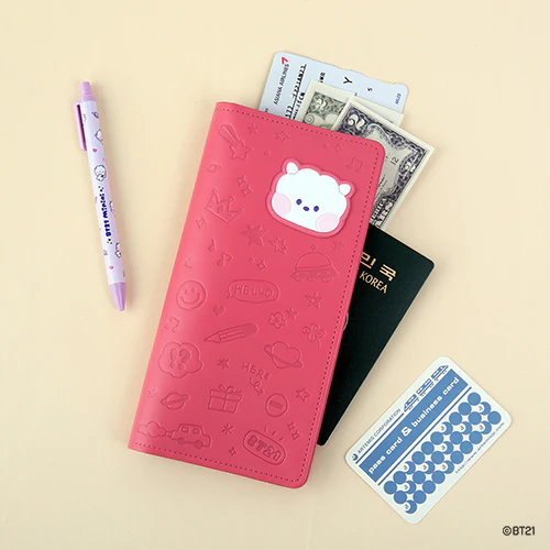 BT21 [ MININI ] LEATHER PATCH PASSPORT COVER ( LARGE SIZE ) - Image 3