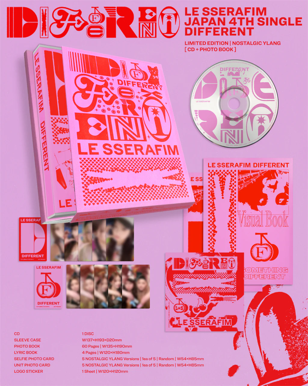 LE SSERAFIM DIFFERENT [Limited Edition / NOSTALGIC YLANG Edition Type B] JAPAN 4th Single - Image 2