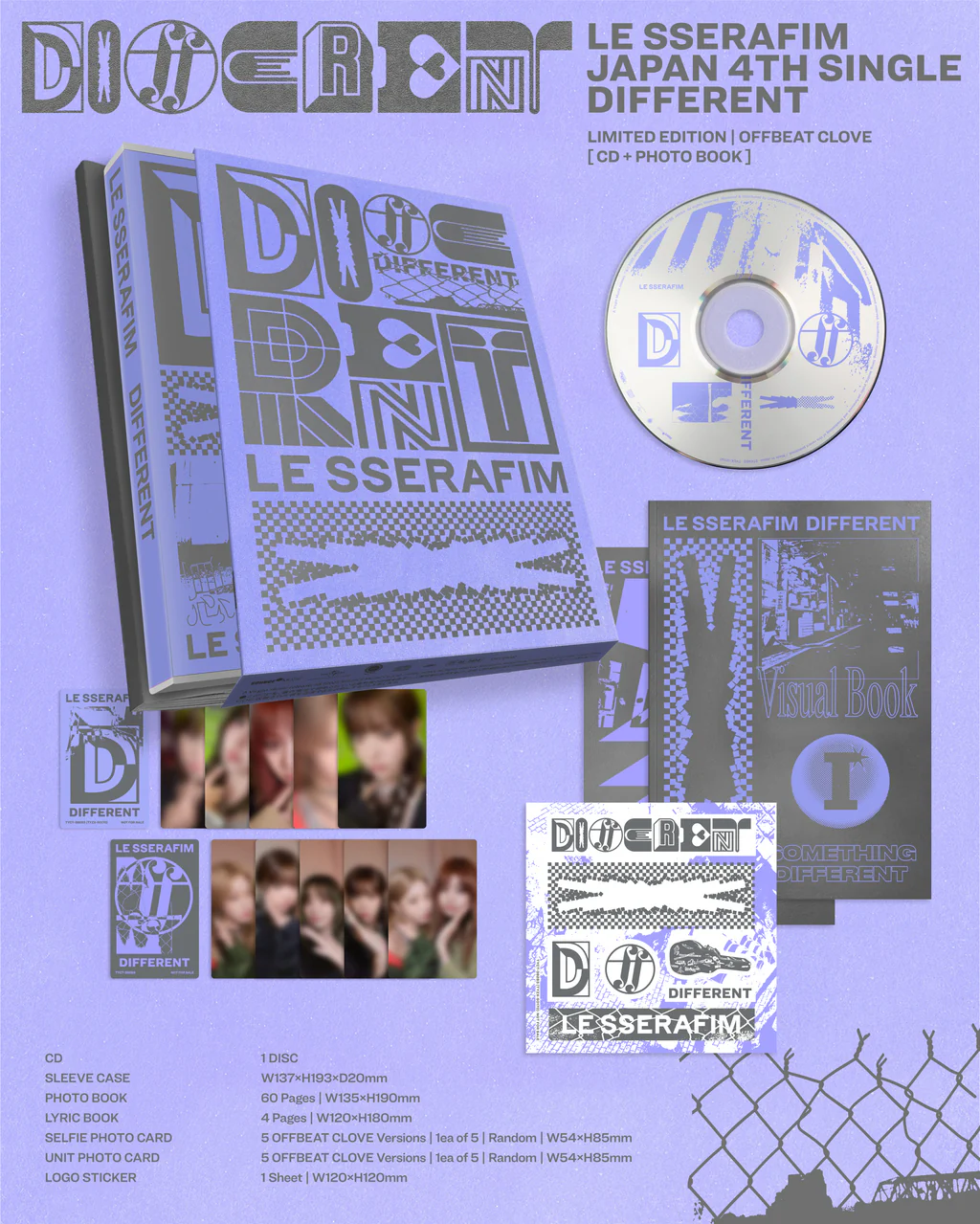 LE SSERAFIM DIFFERENT [Limited Edition / OFFBEAT CLOVE Edition Type A] JAPAN 4th Single - Image 2